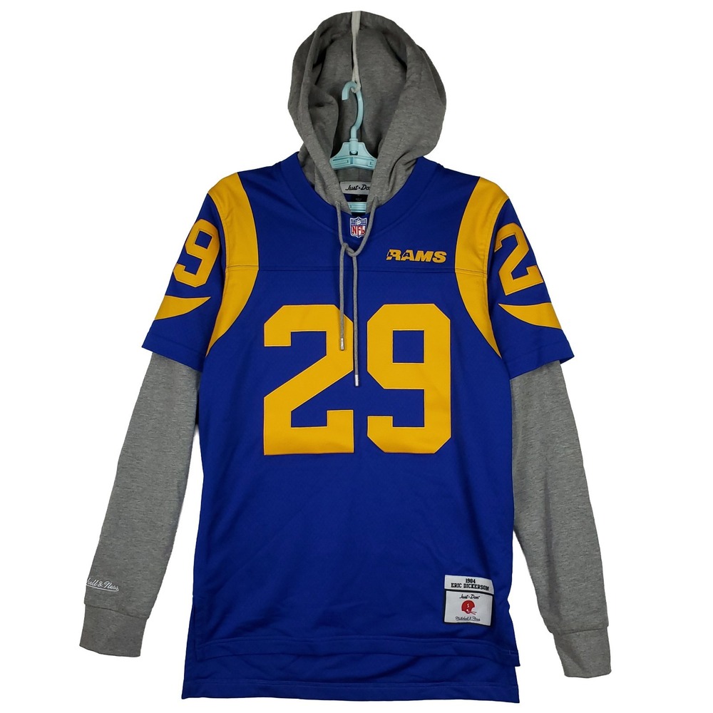 Just Don Eric Dickerson LA Rams Mitchell & Ness NFL Small Jersey Hoodie New